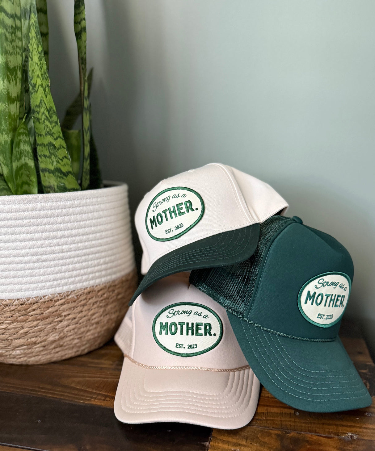 VINTAGE Mother Canvas Patch Hat - Green/Cream - HoneyBug 