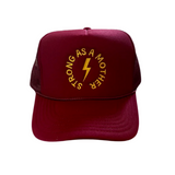 Strong as a mother™ Embroidered Trucker Hat - Burgundy - HoneyBug 
