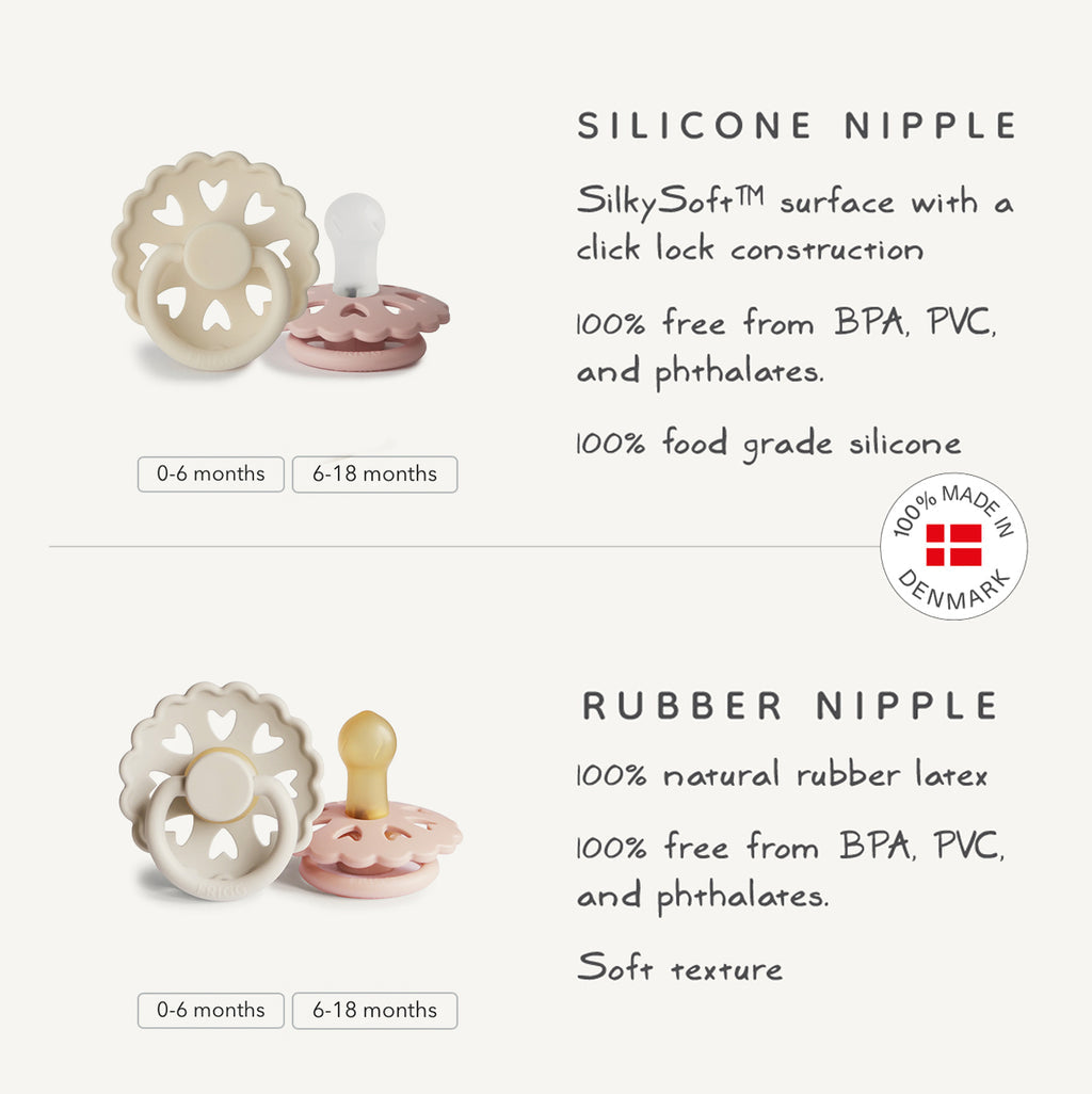 FRIGG Andersen Fairytale Natural Rubber Pacifier 2-Pack - Cream/Blush - HoneyBug 