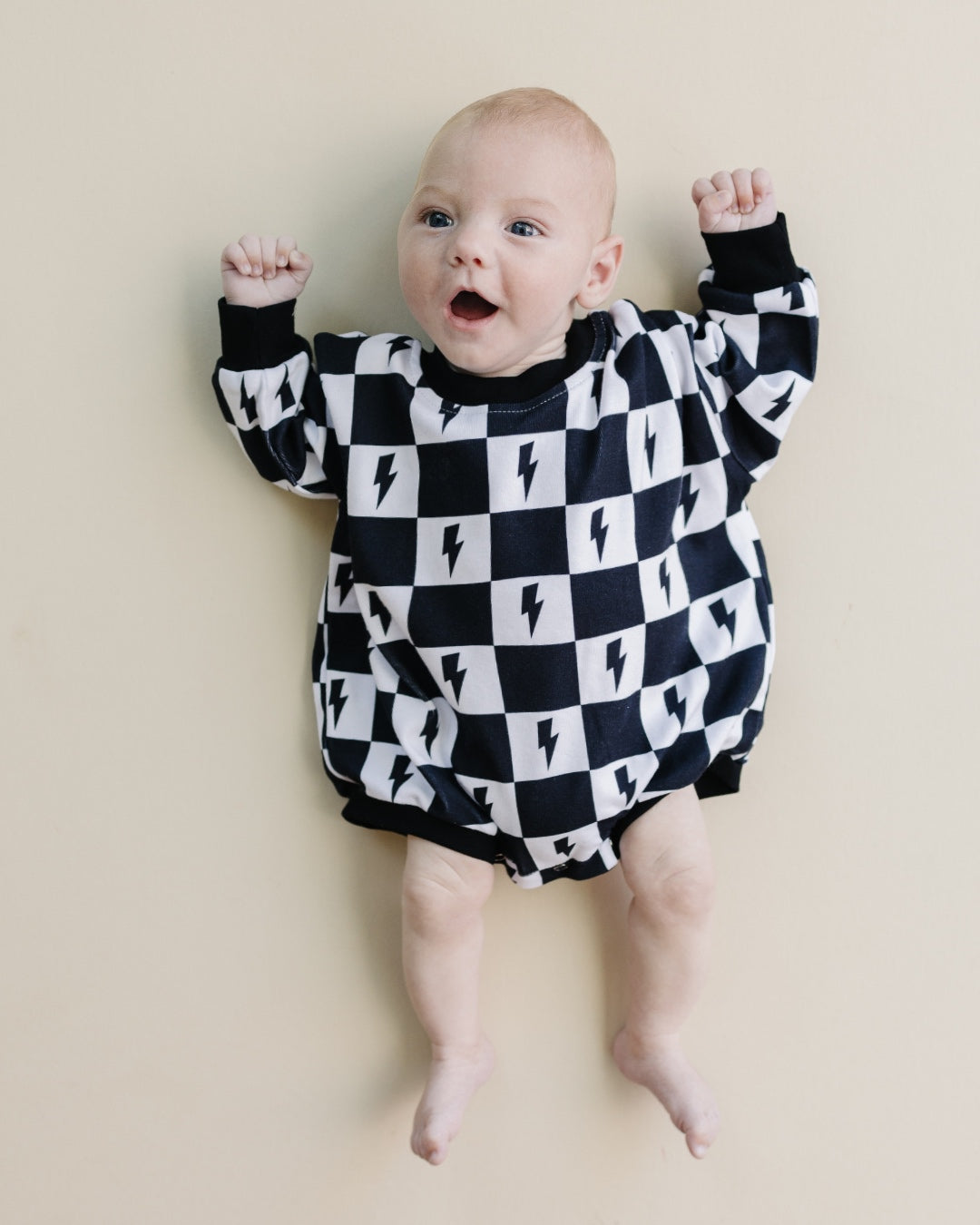 Bubble Romper | Charcoal Bolts - HoneyBug 
