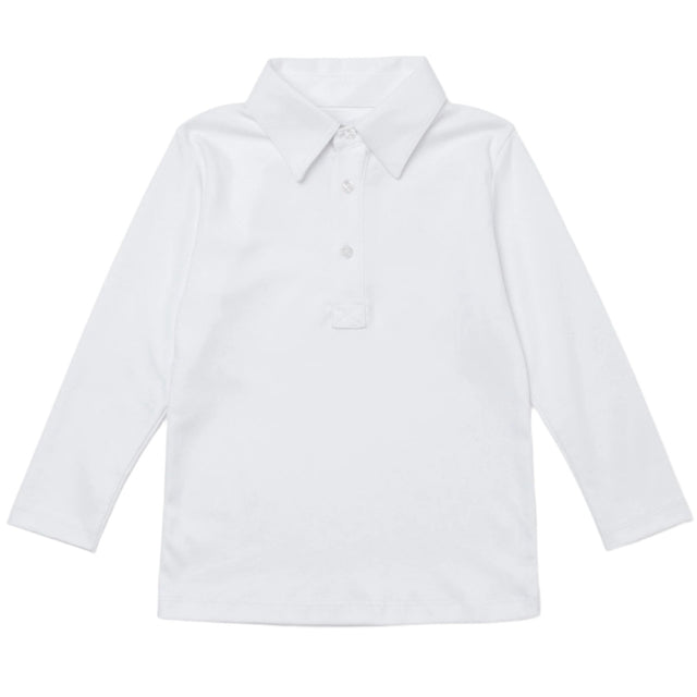 Finn Pima Cotton Long Sleeve Polo for Boys - White - HoneyBug 