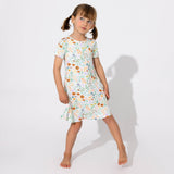 Summer Floral Bamboo Girls' Short Sleeve Dress - HoneyBug 