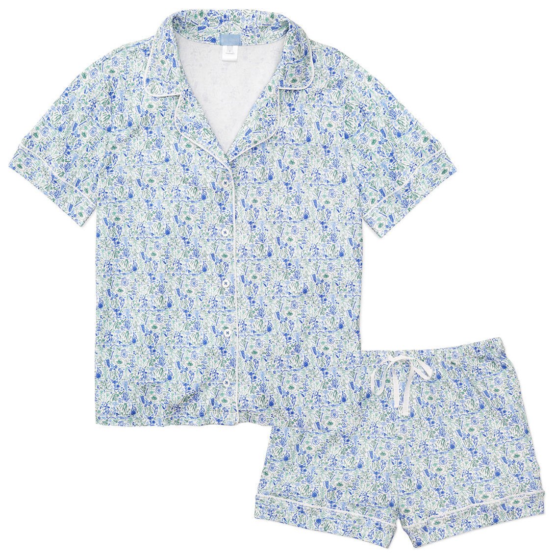 Birth Flowers Women’s Button Polo Short Pajama Set