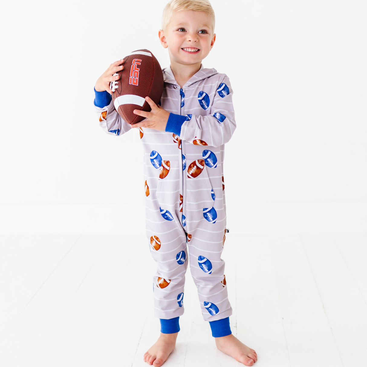 Gridiron Grind Terry Zip Romper - HoneyBug 