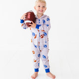 Gridiron Grind Terry Zip Romper - HoneyBug 