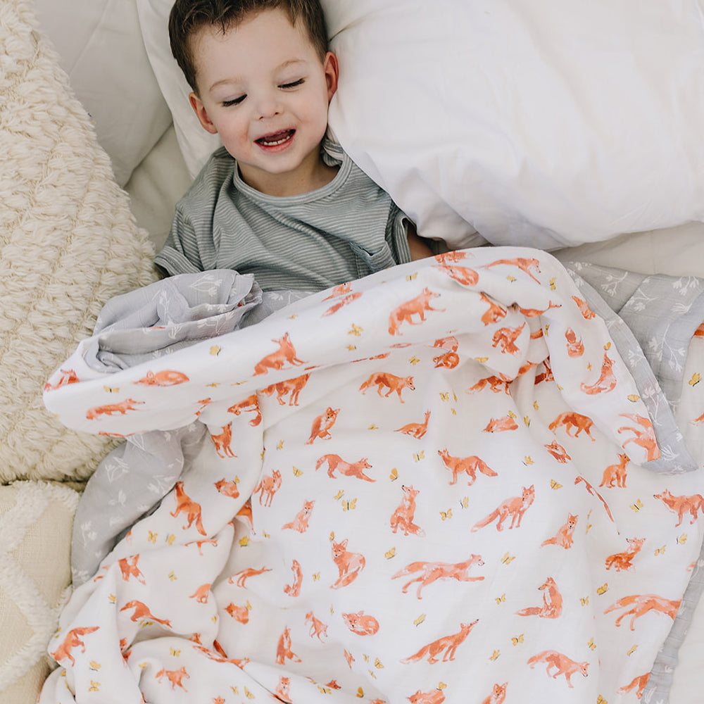 Fox Tales + Prairie Oh So Soft Muslin Super Snuggle Blanket - HoneyBug 