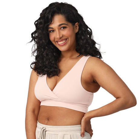 French Terry Racerback Nursing & Sleep Bra | Soft Pink - HoneyBug 