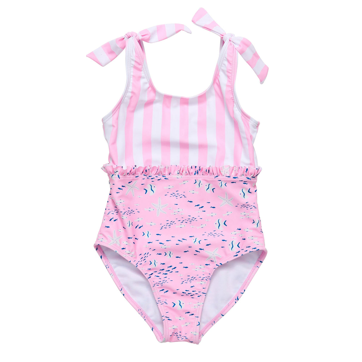 Pink Sea Shoulder Tie Swimsuit - HoneyBug 