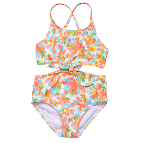 Hawaiian Luau Sustainable Cut Out Swimsuit - HoneyBug 