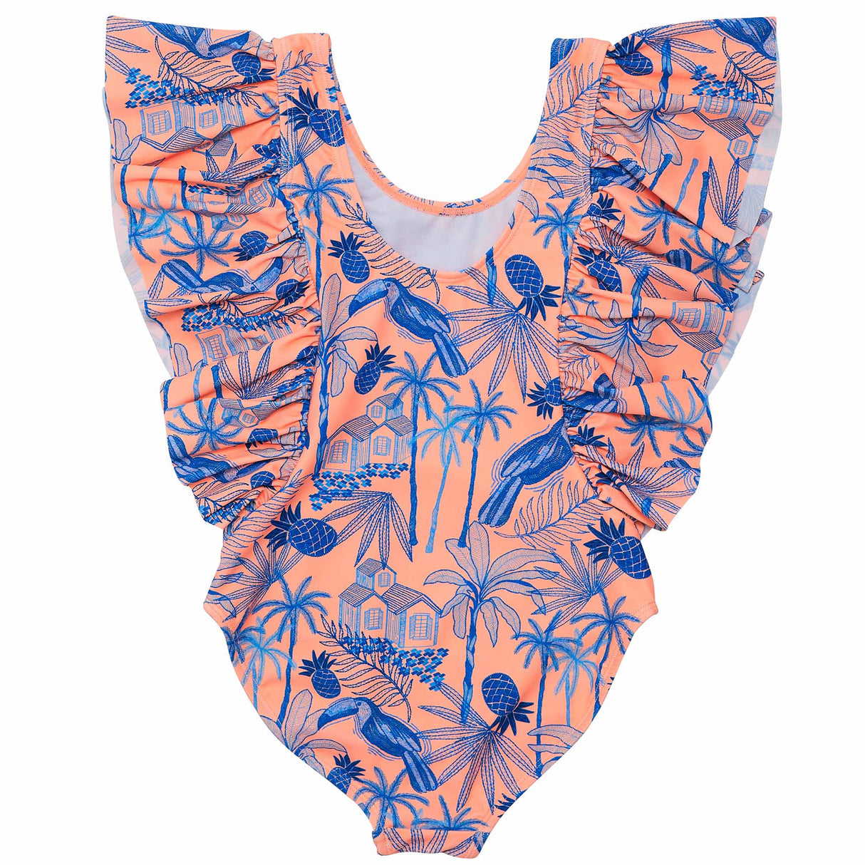 Tropicana Vacay Sustainable Wide Frill Swimsuit - HoneyBug 