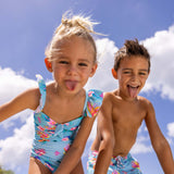 Kaleido Fish Sustainable Frill Swimsuit - HoneyBug 