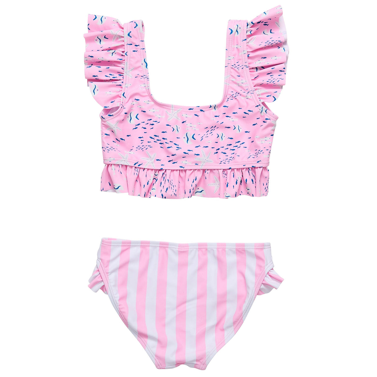 Pink Sea Frilled Crop Bikini - HoneyBug 