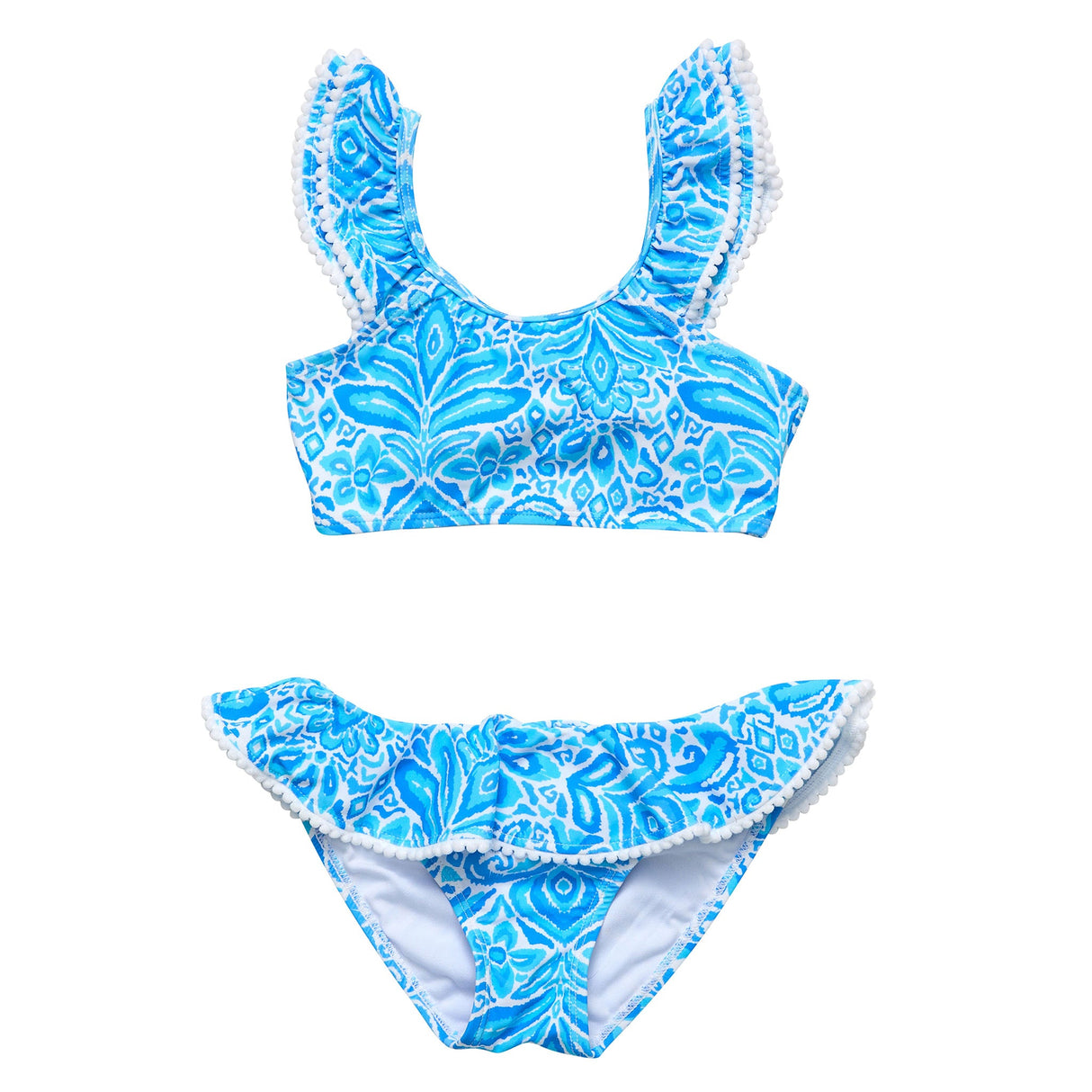 Santorini Blue Frill Crop Bikini - HoneyBug 