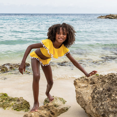 Hello Yellow Flounce Bikini - HoneyBug 