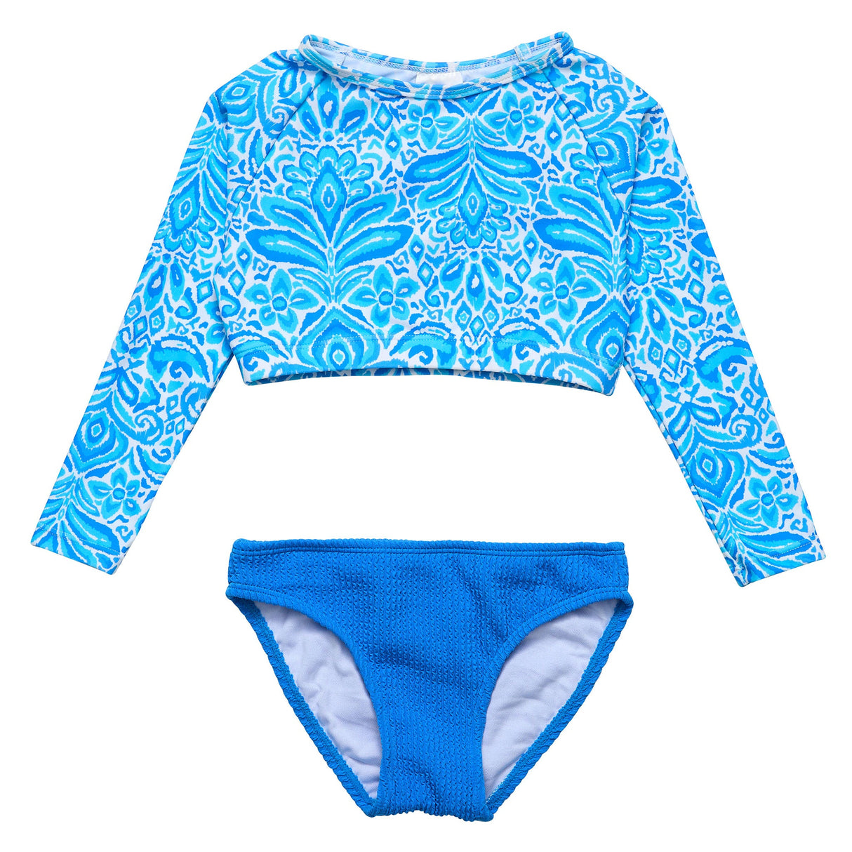 Santorini Blue Crop LS Rash Set - HoneyBug 