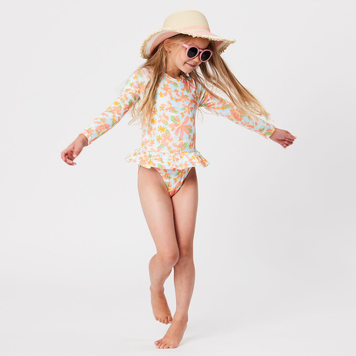 Hawaiian Luau Sustainable LS Surf Suit - HoneyBug 