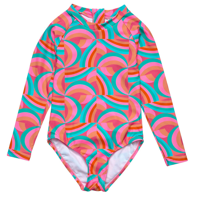 Geo Melon Sustainable LS Surf Suit - HoneyBug 