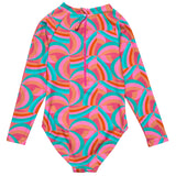 Geo Melon Sustainable LS Surf Suit - HoneyBug 