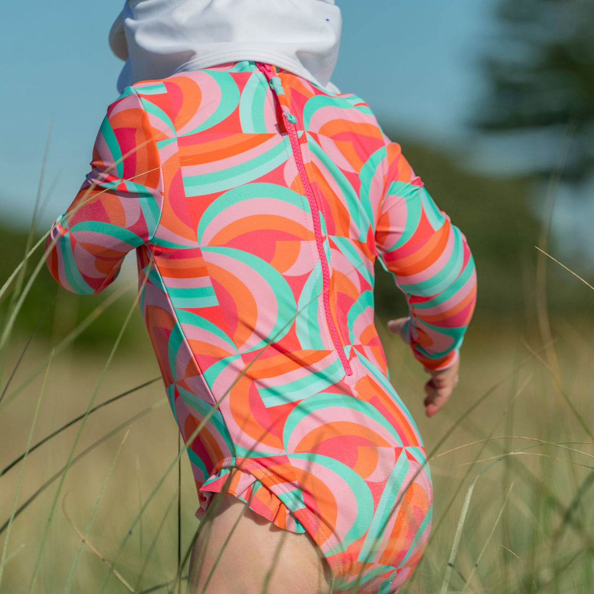 Geo Melon Sustainable LS Surf Suit - HoneyBug 