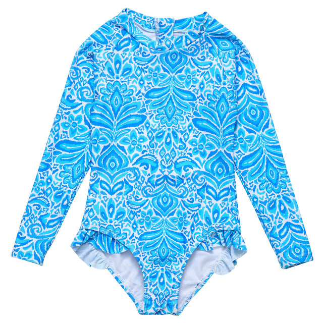 Santorini Blue LS Surf Suit - HoneyBug 