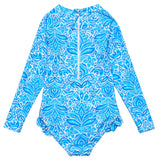 Santorini Blue LS Surf Suit - HoneyBug 