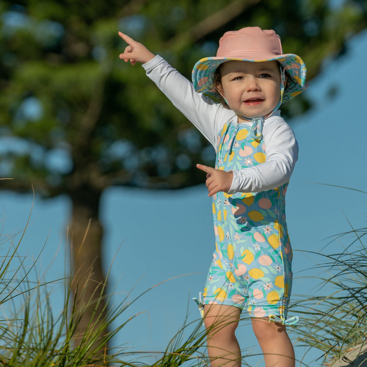 Lemon Drops LS Sunsuit - HoneyBug 