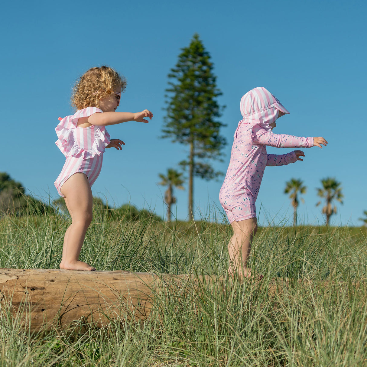 Pink Sea LS Sunsuit - HoneyBug 