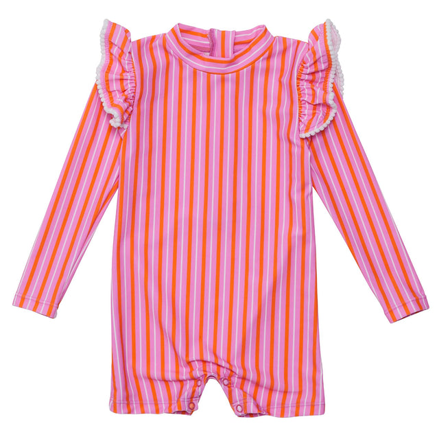 Stripy Sunset Sustainable LS Sunsuit - HoneyBug 