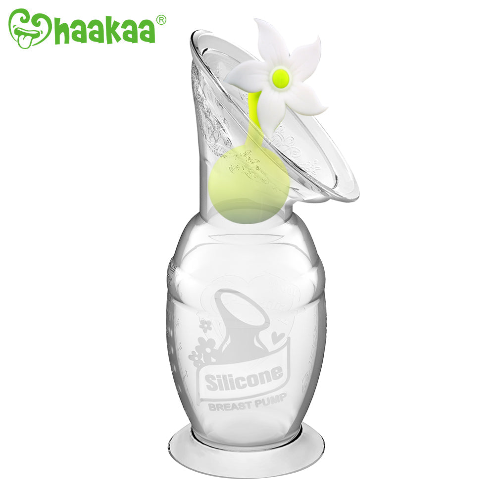 Haakaa Gen 2 Silicone Breast Pump with Suction Base 4 oz and Silicone Flower Stopper Set