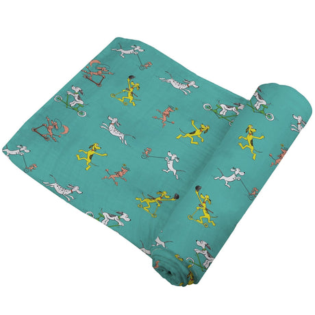 Go, Dog. Go! Bamboo Muslin Swaddle - HoneyBug 