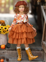 Autumn Floral Ruffle Tutu Dress