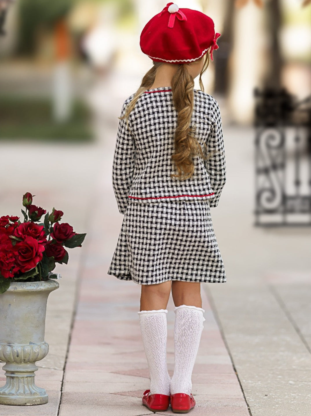 Attention Please Plaid Blazer and Pleated Skirt Set