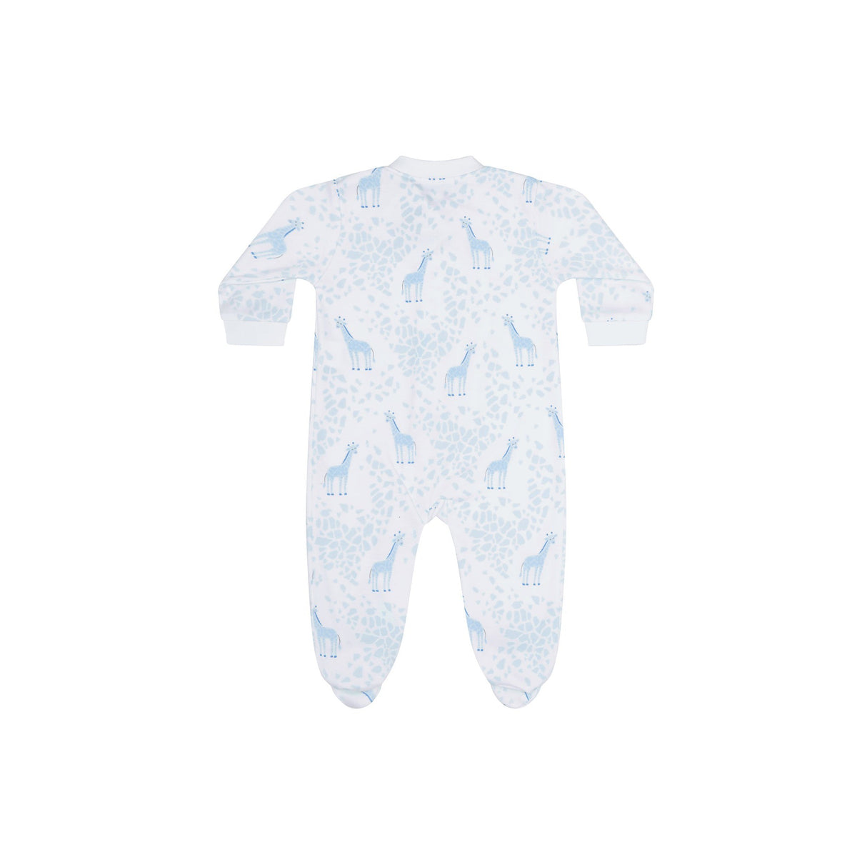 Blue Giraffe Print Zipper Footie - HoneyBug 