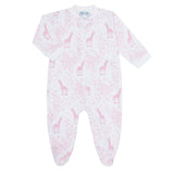 Pink Giraffe Print Zipper Footie - HoneyBug 