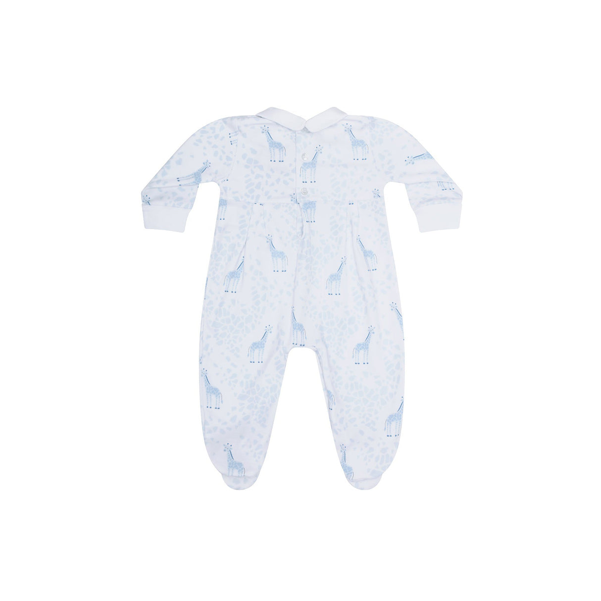 Blue Giraffe Print Smocked Footie - HoneyBug 