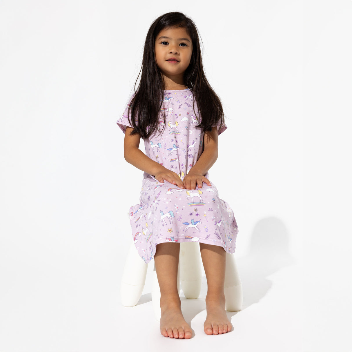 Enchanted Unicorn Bamboo Girls' Short Sleeve Dress - HoneyBug 