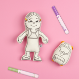 Kiboo Kids: Girl with Long Hair - Colorable and Washable Doll for Creative Play - HoneyBug 