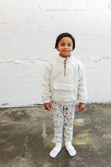 BIG KID SHERPA ZIP PULLOVER | ALABASTER