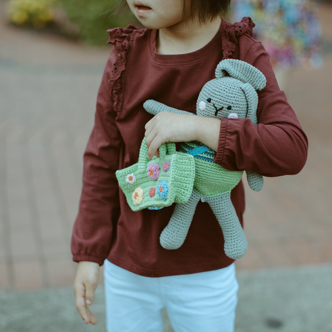 Stuffed Animal Bunny in Apple Green