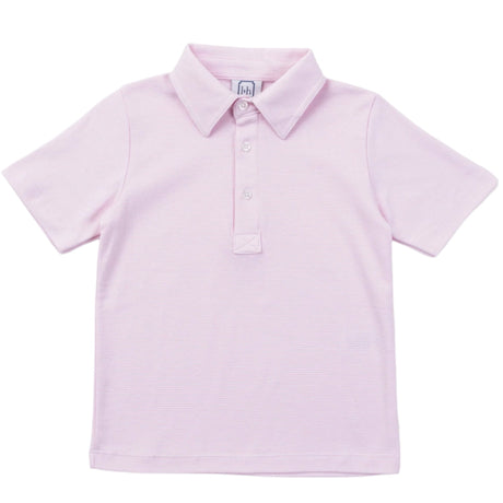 Griffin Boys' Pima Cotton Polo Golf Shirt - Pink Stripes - HoneyBug 