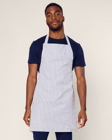 Adult Apron in Navy French Ticking - HoneyBug 