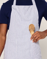 Adult Apron in Navy French Ticking - HoneyBug 
