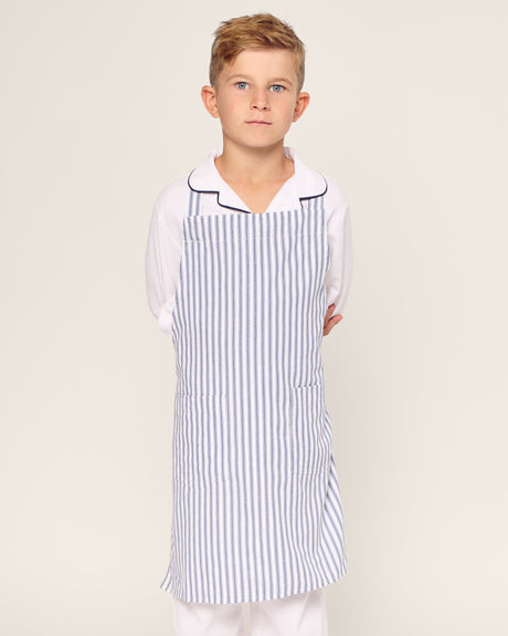 Kid's Apron in Navy French Ticking