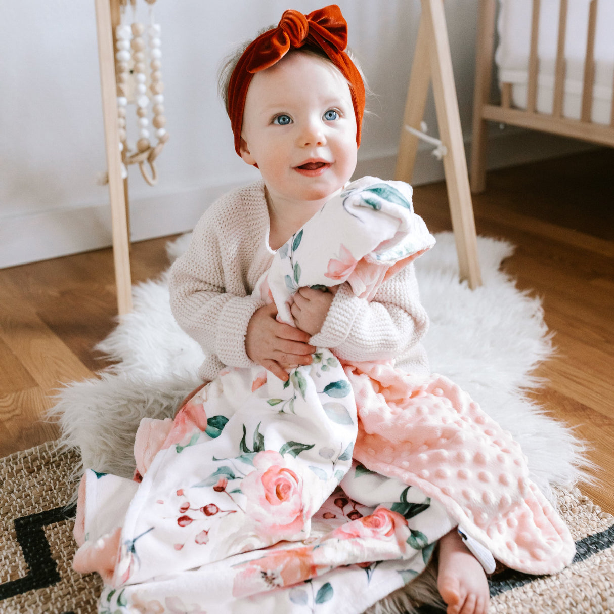 Premium Baby & Toddler Blanket - Peach Floral