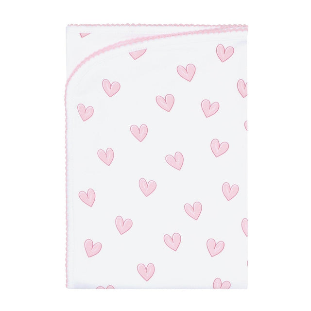 Pink Heart Print Blanket - HoneyBug 