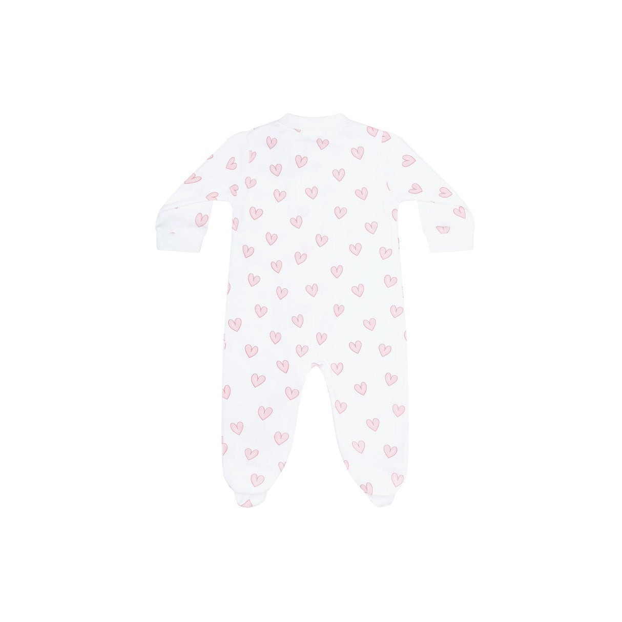 Pink Heart Print Zipper Footie - HoneyBug 