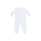 Blue Heart Print Zipper Footie - HoneyBug 