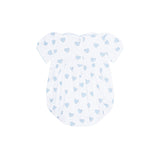 Blue Heart Print Smocked Bubble - HoneyBug 