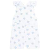 Blue Heart Print Romper - HoneyBug 