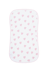 Pink Heart Print Burp Cloth - HoneyBug 